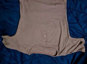 Ribbed Button-Up Top