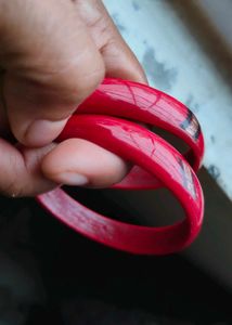 Red Glass Bangles - Set of 2