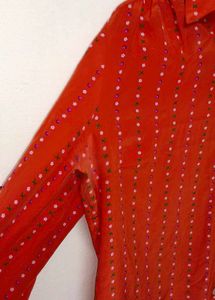 Trendy New Vintage Red Polka Dot Blouse
