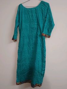 Teal Embroidered Kurti