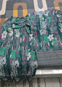 Green Floral Top & Pant Set Co Ord