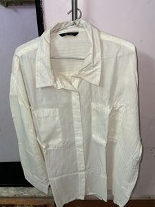Next Ivory Metallic Stripe Shirt