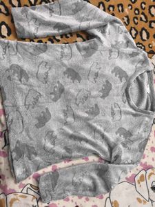 Bear print Flannel Winter fabric sweat in xl size