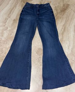 High Waist Dark Blue Flared Jeans. SIZE-32-36
