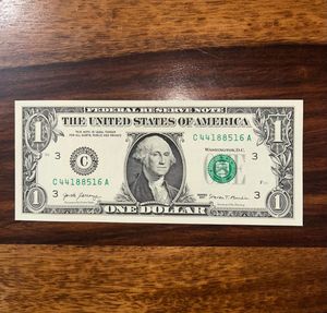 UNC 1 US DOLLAR - SERIAL NO. C44188516A