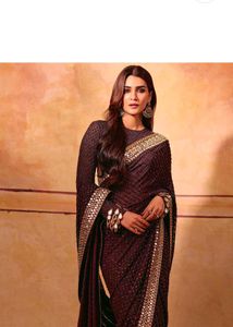 Elegant Brown Embellished Saree