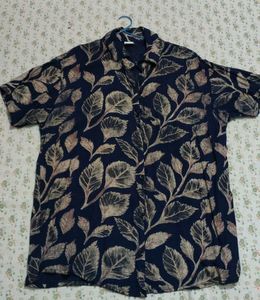 Leaf Print Button-Down Shirt