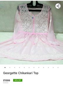 Georgette Chikenkari Pink Tunic