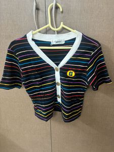Cute Multicolor Crop Top Stripped Pattern
