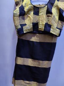 Striking Black &amp; Gold Saree with Blouse