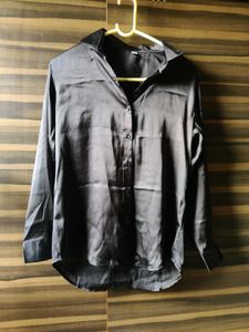 Elegant Black Satin Shirt