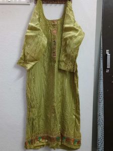 Green Colour Dress With Pant And Dupatta