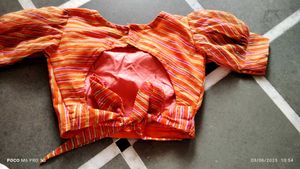Striped Orange Lehenga Choli Set