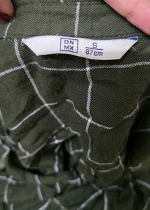 Olive Green Grid Round Neck Tunic