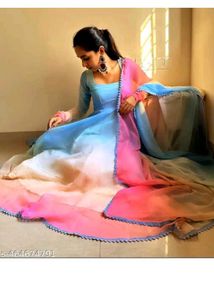 Elegant Ombre Anarkali Kurta Set
