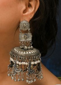 Statement Silver Jhumka Earrings