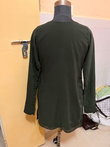 Elegant Olive Green Long Sleeve Top