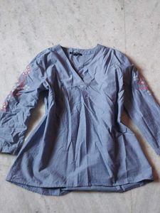 Embroidered Blue Top