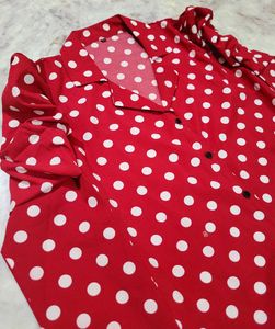 Red Polka Dot Tie Up Top