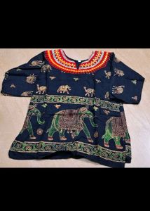 Jaipuri Black Top For Girls