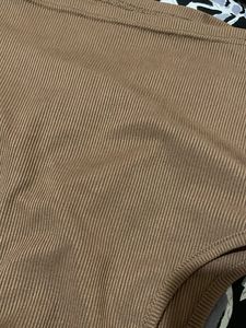 Brown Ribbed Cropped Tank Top
