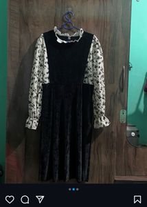 Korean Black Velvet Dress