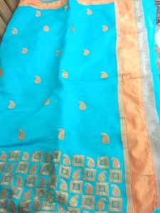 Chnderi Silk Computer Work Saree With Good