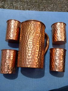 Copper Jug 2L With Four Glass{ No Return Allowed}