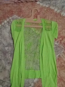 Green Transparent Embroidery Overcoat
