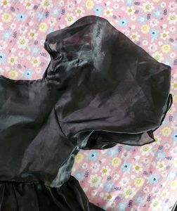 Black Puff Sleeve Mini Dress