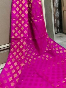 combo Rani Banarsi Fabric 2 Miter+ Cotton White
