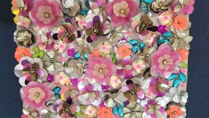 Accessorize London Handwork Floral Ziptop Clutch