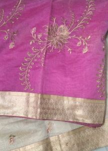 Embroidered pink saare{only saare,No blouse Piece}