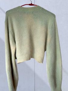 Sage Green Cropped Cardigan