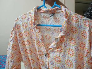 Peach Floral Print Dress