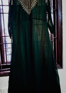 Elegant Green Long Dres With Shrug