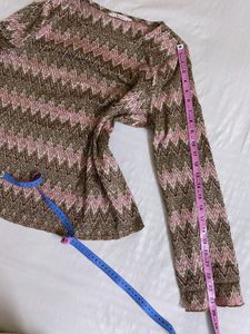 Korean Patterned Long Sleeve Top Fits S-M