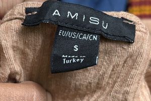 Amisu Tan Twist Front Long Sleeve Top