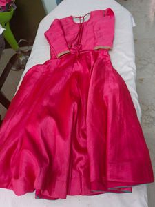 Pink Frock .28 Size New.Green Gold Pink Design Front Side.