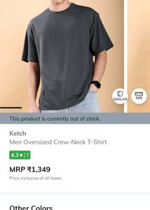 KETCH Men Oversized  Crew Neck T-shirt