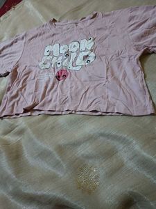 Woman Cute Moon crop tshirt