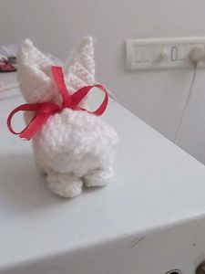 Cute Crocheted White Bunny Charm