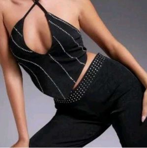 Beutiful Rhinestone Work Helter Top