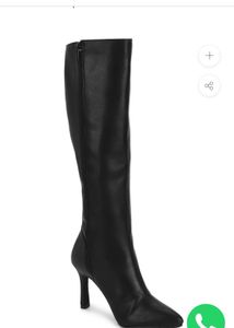 TRUFFLE COLLECTION BLACK PU STILETTO LONG BOOTS