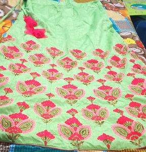Party Wear Lehgha pink &amp; Parrot Color