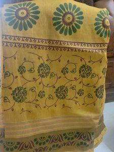 Multi Print Mustard Yellow Saree
