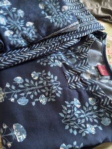 Blue Floral Print Kurta Set