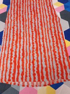 Orange Striped Casual Kurti
