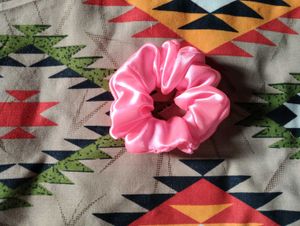 Pink Satin Scrunchie