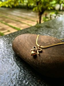 Anti tarnished  Golden Heart Charm Necklace